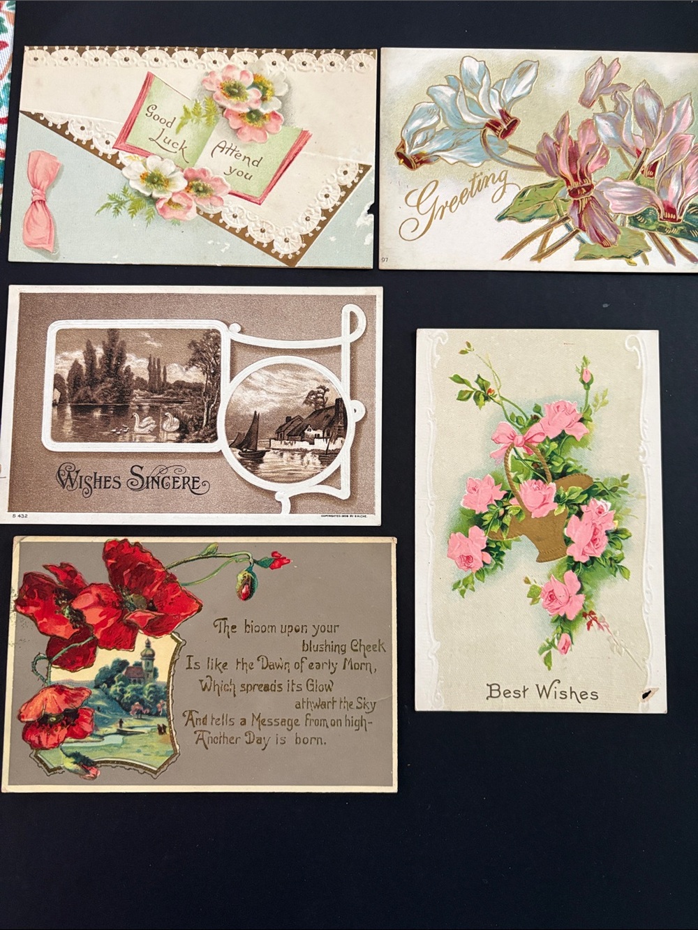Lot 114: Vintage Best Wishes, Etc Post Cards